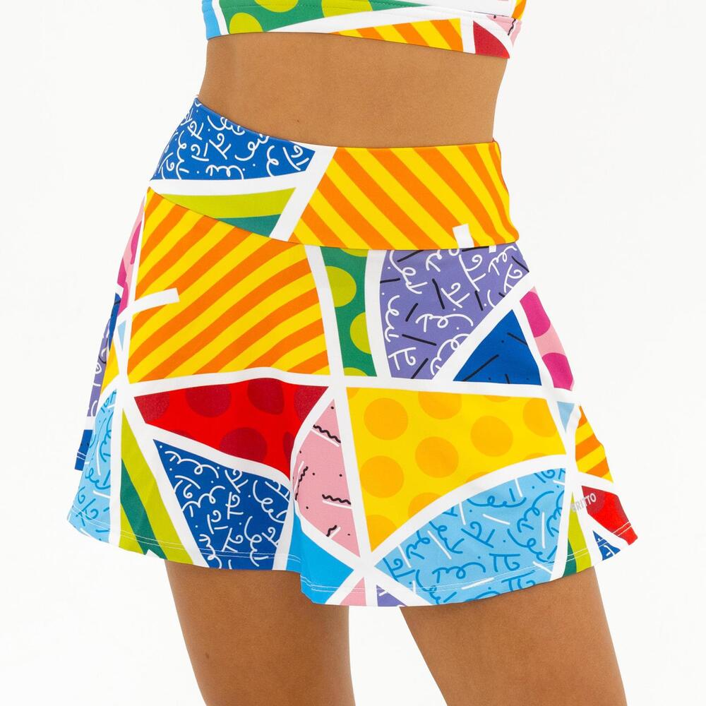 BRITTO Women's TENNIS SKIRT - BABY BLUE LANDSCAP Activewear Skort - M